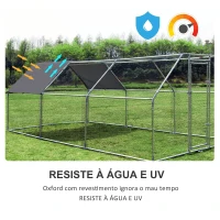 PawHut Galinheiro ao ar livre Gaiola para aves domésticas de metal galvanizado com fechadura e cobertura Oxford 280x570x195cm(m-7)