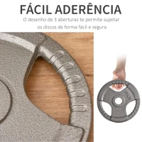 HOMCOM Conjunto de 6 Discos de Peso 35kg Discos Olimpicos com Orifício Central de Ø5,4cm para Treinamento em Casa Academia Prata(m-5)