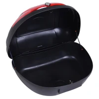 HOMCOM Mala para Motocicleta Mala para Mota Capacidade de 52L com Fechadura e 2 Chaves 59,5x43,5x31 cm Preto e Vermelho(m-8)