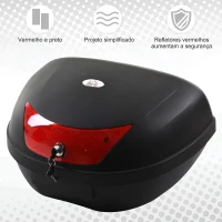HOMCOM Mala para Motocicleta Mala para Mota Capacidade de 48L com Fechadura e 2 Chaves 59x43x33 cm Preto e Vermelho(m-6)
