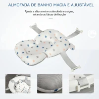 HOMCOM Banheira para Bebé Recém Nascido até 3 Anos Dobrável 30 Litros com Tampa Termossensível e Almofada Confortável Almofadas Antiderrapantes 81,5x50,5x23,5cm Cinza e Branco(m-6)