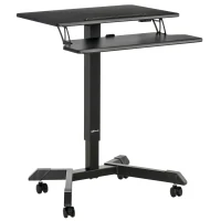 Vinsetto Secretária de Pé Ajustável em Altura 2 em 1 Mesa para Computador Portátil Móvel com 4 Rodas Bandeja para Teclado Estação de Trabalho 65x45x75-115cm Preto(m-1)