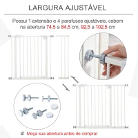 PawHut Barreira de Segurança para Animais de Estimação Cães com Extensão de 17,5 cm Sistema de Fechamento Automático 74-97,5x76,2 cm Branco(m-7)
