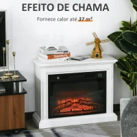 HOMCOM Lareira de parede elétrica Potência 1800W Efeito de chama de LED com controle remoto Temporizador e termostato 79x27x62,4 cm branco(m-8)