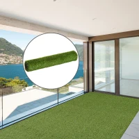 Outsunny Relva Artificial 25 mm Rolo de Relva Artificial 300x100 cm Realista com Orifícios de Drenagem para Varanda Jardim Pátio Verde(m-2)