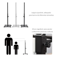 HOMCOM Suporte para Barra de Pesos Ajustável Estante de Aço para Levantamento de Pesos Carga Máx. 150kg Treinamento em Academia Casa 50x49x124-154cm Preto(m-4)