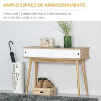 HOMCOM Móvel Entrada tipo Consola com Porta Dupla Corredeira Mesa Auxiliar Moderna para Entrada Corredor Sala de Estar 100x35x75cm Madeira Natural(m-4)