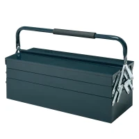 DURHAND Caixa de Ferramentas portátil Dobrável de Aço com 5 compartimentos com Alça de Transporte para oficina 57x21x41cm Verde(m-1)