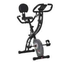 HOMCOM Bicicleta Estática Dobrável com Volante de Inércia de 1,5kg Sensor de Pulso Tela LCD Resistência Ajustável em 8 Níveis e Assento Regulável 107x53x107cm Preto(m-1)
