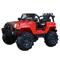 HOMCOM Carro Elétrico Jeep com Controlo Remoto MP3 Luzes e Sons Abertura da Porta Bateria 12V Carga Máxima 30kg 128x78x76cm vermelho(m-1)