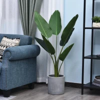 Outsunny Planta Artificial de Decoração Planta Palmeira Artificial com Vaso 7 Folhas para Exterior e Interior Ø15x120cm Verde(m-11)