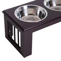 PawHut Comedouro Elevado para Cães com Suporte e 2 Tigelas Amovíveis de Aço Inoxidável 58,4x30,5x25,4 cm Marrom(m-8)
