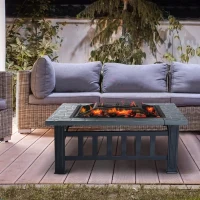 Outsunny Braseiro Exterior de Metal Multifuncional tipo Esquentador 3 em 1  para Terraço e Jardim 81x81x46cm Preto(m-2)