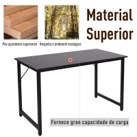 HOMCOM Secdretária Mesa de Computador com Pés Ajustáveis e Estrutura em Aço Secretária Estilo Moderno 120x60x73 cm Marrom Escuro e Preto(m-5)