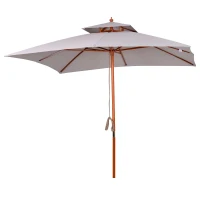 Outsunny Chapéu de Sol de Jardim com Teto Duplo Sistema de Polia Toldo de Poliéster Impermeável 300x300x297cm Cinza Claro(m-8)