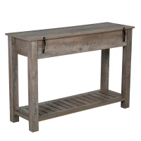 HOMCOM Mesa consola tipo aparador estilo colonial com prateleira inferior espaçosa carga 60kg 120x39x81 Cinza(m-11)