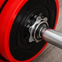 HOMCOM Conjunto de Halteres 20kg Ajustáveis 2 em 1 com 8 Discos 2 Barras e Extensor Ajustável para Treinamento de Força Levantamento de Pesos para Casa Academia Preto e Vermelho(m-9)