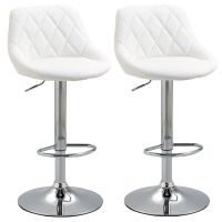 HOMCOM Conjunto de 2 Bancos de Bar Giratórios com Altura Ajustável Bancos Altos Moderno de Cozinha com Base Redonda e Apoio para os Pés 51,5x48x83-104cm Branco