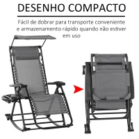 Outsunny Espreguiçadeira de balanço de jardim dobrável reclinável com toldo de proteção solar Estrutura de aço 120x67x102 cm Cinza(m-4)