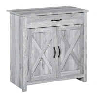 HOMCOM Aparador de Cozinha com 1 Gaveta e Prateleira Interior Ajustável Móvel Auxiliar Decorativo para Sala de Jantar Sala de Estar 80x39,7x80cm Cinza(m-1)