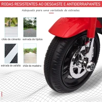 HOMCOM Mota Elétrica para Crianças de 18-36 Meses com 3 Rodas Bateria 6V com Música Buzina Luzes e Bagageira 87x46x54 cm Vermelho(m-5)
