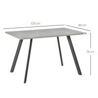 HOMCOM Mesa de Sala de Jantar Retangular Estilo Industrial com Pés de Metal e Almofadas Ajustáveis 120x80x76cm Cinza(m-3)