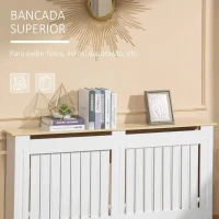 HOMCOM Cobertura Radiador 152x19x83cm Cobertura Radiador de MDF e Melamina com Dispositivo Anti-Rolamento Desenho Moderno para Sala de Estar Dormitório Branco(m-4)