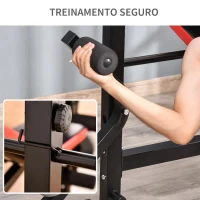 HOMCOM Banco de Pesos Multifuncional Banco de Musculação com Encosto Ajustável Suporte de Barras para Fitness Treinamento Completo 175x139x127cm Preto(m-6)