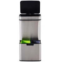 HOMCOM Balde de Lixo 72L com Abertura Automática de Aço Inoxidável e Reciclagem para Cozinha 42x30x81 cm Prata(m-1)