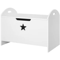 HOMCOM Baú de Brinquedos Organizador de Brinquedos Infantil com Desenho de Segurança Amplo Espaço 62x40x46,5cm Branco(m-1)