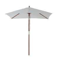 Outsunny Chapéu de Sol de Jardim 200x150x230cm Chapéu de Sol Retangular Inclinável com Polia Duplo Teto e Mastro Desmontável de Madeira para Terraço Pátio Creme