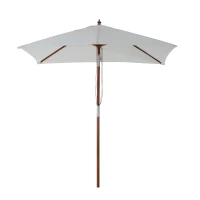 Outsunny Chapéu de Sol de Jardim 200x150x230cm Chapéu de Sol Retangular Inclinável com Polia Duplo Teto e Mastro Desmontável de Madeira para Terraço Pátio Creme(m-1)