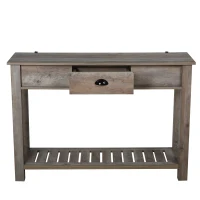 HOMCOM Mesa consola tipo aparador estilo colonial com prateleira inferior espaçosa carga 60kg 120x39x81 Cinza(m-1)