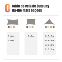 Outsunny Vela de Sombra Retangular 4x6 m Toldo Vela de HDPE com Proteção UV Aneis em Forma de D e Cordas para Jardim Pátio Piscina Areia(m-7)