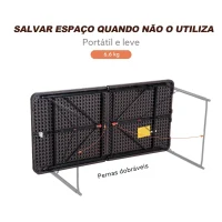 Outsunny Mesa dobrável ajustável Altura regulável 122x61x53 / 71,5 cm Marrom e preto(m-4)