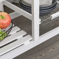 HOMCOM Carrinho de cozinha multifuncional com gavetas Cestas Prateleiras de especiarias Toalheiro Rodas 92x37x82 cm Branco(m-12)