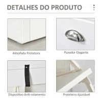 HOMCOM Banco Sapateira com Armazenamento para 8 Pares de Sapatos com 2 Gavetas Prateleiras Ajustáveis e Almofada 104x24x55cm Branco(m-6)