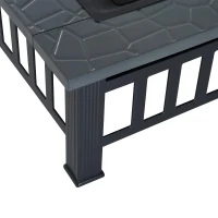 Outsunny Braseiro Exterior de Metal Multifuncional tipo Esquentador 3 em 1  para Terraço e Jardim 81x81x46cm Preto(m-6)