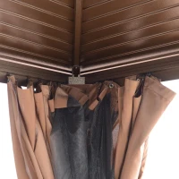 Outsunny Pérgola para Jardim com Parede Lateral e Rede Mosquiteira 365x300x265 cm Marrom(m-11)