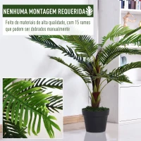 Outsunny Planta Artificial Cycas Artificial 123cm com bastões naturais Árvore decorativa da planta Sintético com vaso de flores(m-7)