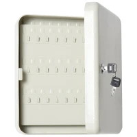 HOMCOM Armário de Chaves com 93 Ganchos e Etiquetas Fechadura e 2 Chaves 30x24x7,5 cm Cinza(m-8)