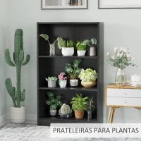 HOMCOM Estante para Livros com 3 Compartimentos de Armazenamento Livros Plantas para Sala de Estar Estúdio Dormitório 62,2x24x102,4cm Preto(m-7)