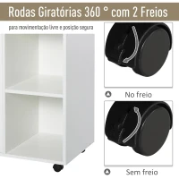 Vinsetto Armário para Escritório de Impressora com Espaço de Armazenamento e Rodas 100x 40 x 71 cm Branco(m-6)