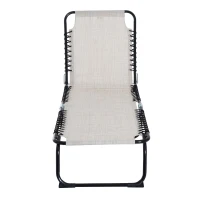 Outsunny Espreguiçadeira Dobrável e Ajustável em 4 Posições Espreguiçadeira Reclinável de Jardim para Exterior Estrutura de Aço 197x58x76cm Creme(m-10)