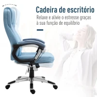 Vinsetto Cadeira de Escritório Giratória Cadeira de Escritório Ergonômica com Altura Ajustável Apoio para os Braços e Encosto Acolchoado de Linho Sintético 66x75x110-120cm Azul Claro(m-5)