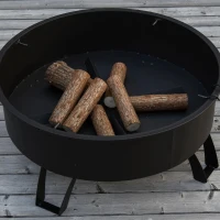 Outsunny Braseiro externo Ø76 cm 2 em 1 com grade de cozinha Grelha de churrasco Póquer de fogo com tampa de malha preto(m-4)