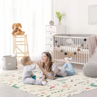 HOMCOM Tapete Infantil Dobrável Acolchoado com 2 Faces Tapete de Jogos para Bebé Reversível Impermeável Antiderrapante com Ampla Superfície 200x150cm Multicor(m-2)
