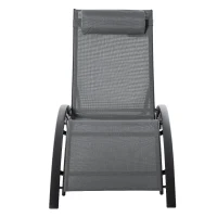 Outsunny Espreguiçadeira Reclinável com Encosto Ajustável em 5 Posições e Apoio de Cabeça Removível Acolchoado Alumínio Textilene para Varanda Terraço Jardim 171x64x82 cm Cinza(m-11)