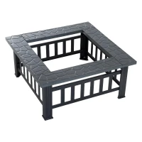 Outsunny Braseiro Exterior de Metal Multifuncional tipo Esquentador 3 em 1  para Terraço e Jardim 81x81x46cm Preto(m-12)