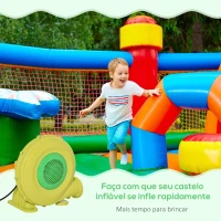 Outsunny Insuflador Elétrico de 450W para Castelo Inflável Ventilador de Ar Industrial para Brinquedos Infláveis 35x26x33,5cm Amarelo e Verde(m-6)